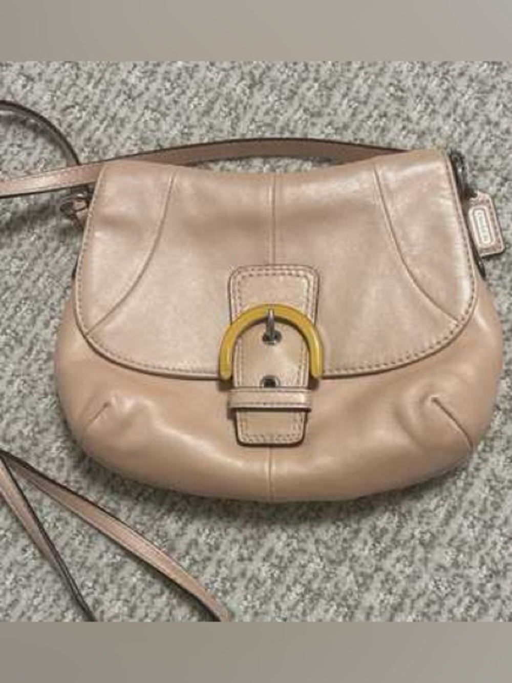 Coach SoHo Pearlescent Crossbody Leather Flap with Yellow Buckle Bag